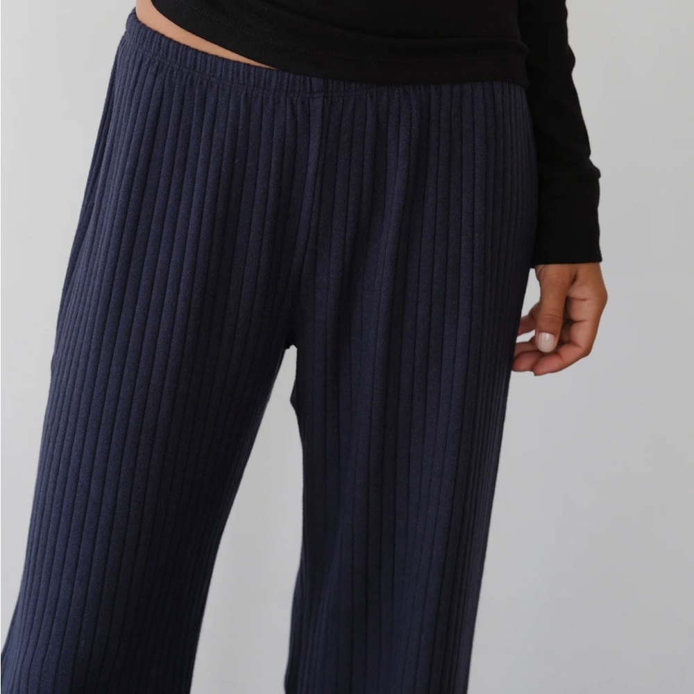 DONNI sweater rib simple pant navy NWT